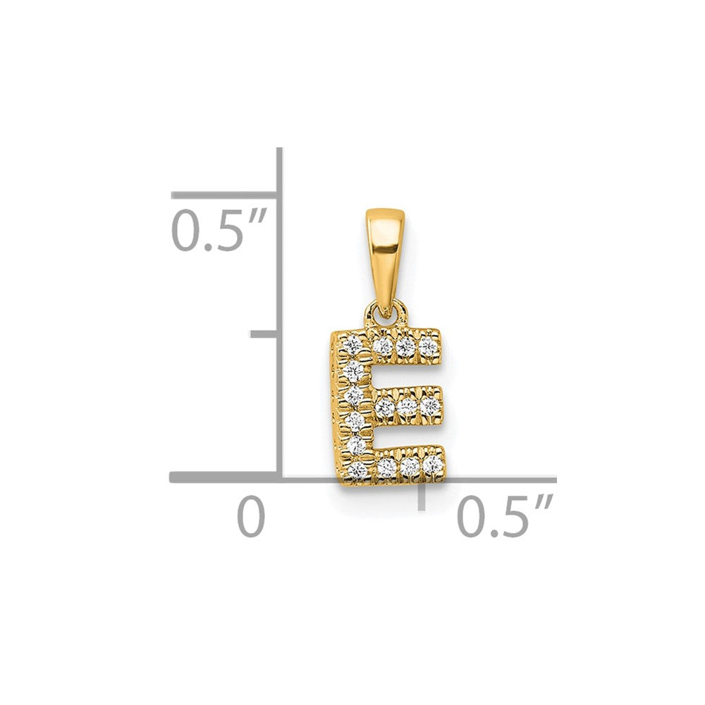 14K Diamond Letter E Initial with Bail Pendant