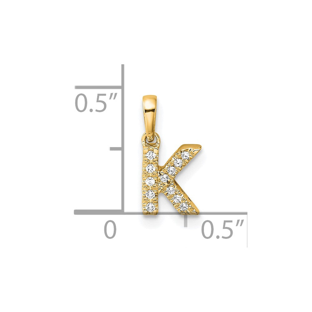 14K Diamond Letter K Initial with Bail Pendant