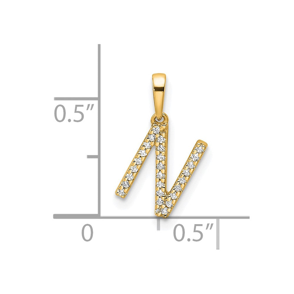 14K Diamond Letter N Initial Pendant