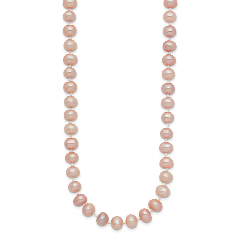 14k 6-7mm Pink Near-Round Freshwater Cultured Pearl 24 inch Necklace