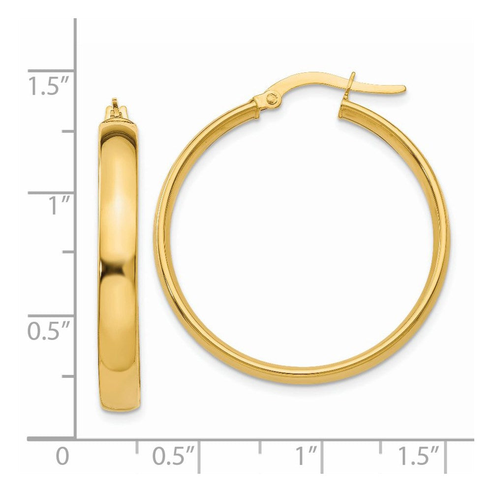 14k 4x25mm Polished Hoop Earrings