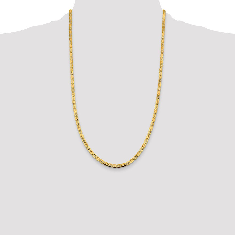 14K 26 inch 3.8mm Tri-color Pav‚ Valentino with Lobster Clasp Chain