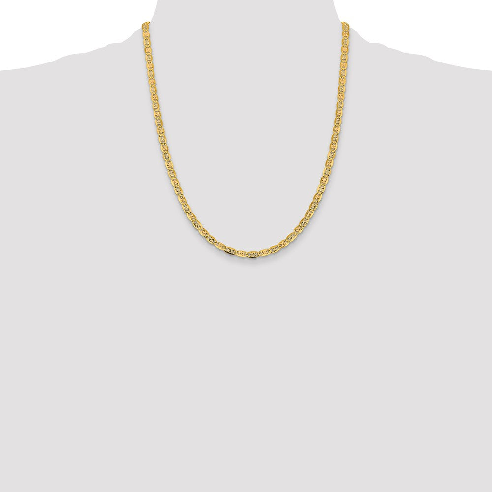 14K 22 inch 4.65mm Tri-color Pav‚ Valentino with Lobster Clasp Chain