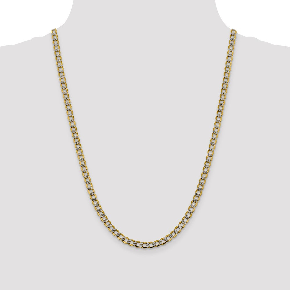 14K 24 inch 5.2mm Semi-Solid with Rhodium Pav‚ Curb with Lobster Clasp Chain