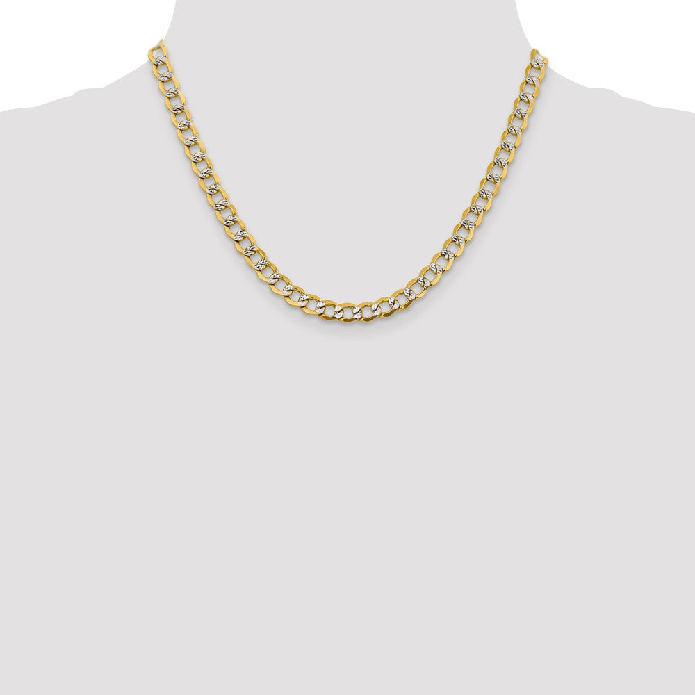 14K 18 inch 6.75mm Semi-Solid with Rhodium Pav‚ Curb with Lobster Clasp Chain