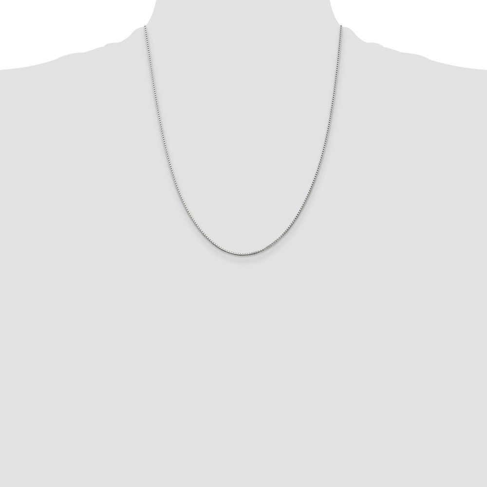 Sterling Silver Rhodium-plated 1.25mm Box Chain w/4in ext.