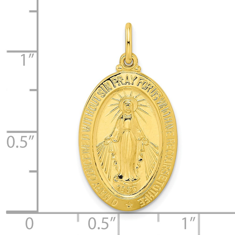 Sterling Silver Gold-tone Polished Solid Virgin Mary Medal Pendant