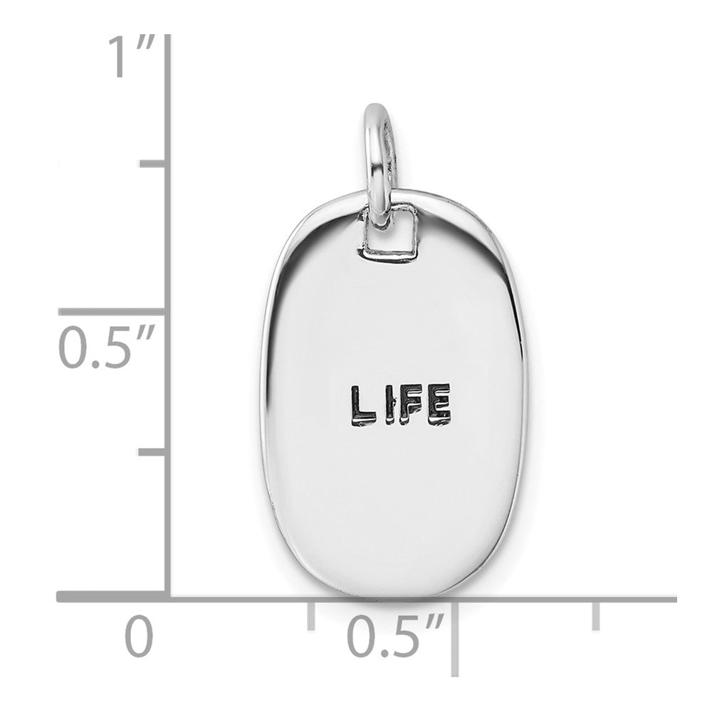 Sterling Silver RH-plated Antiqued LIFE/BELIEVE IN TOMORROW Pendant