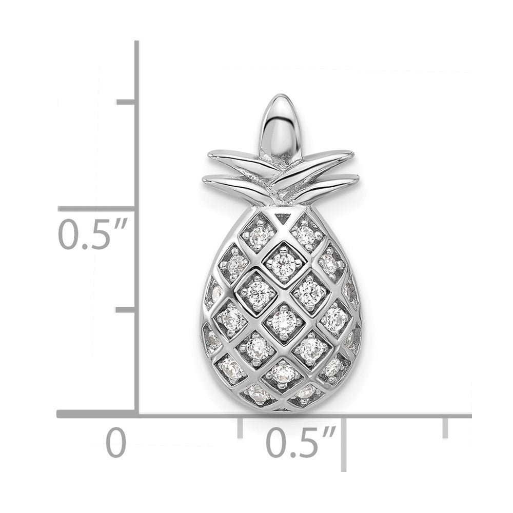 Sterling Silver Rhodium-plated CZ Pineapple Pendant