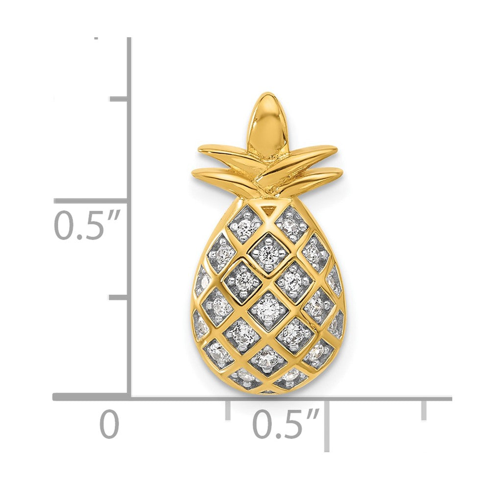 Sterling Silver Gold-tone CZ Pineapple Pendant