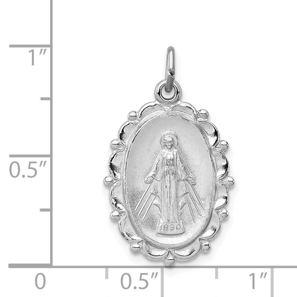 Sterling Silver Rhodium-plated Virgin Mary Medal