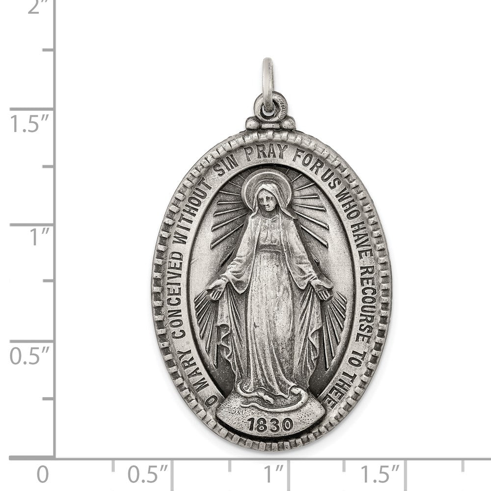 Sterling Silver Antiqued Virgin Mary Medal