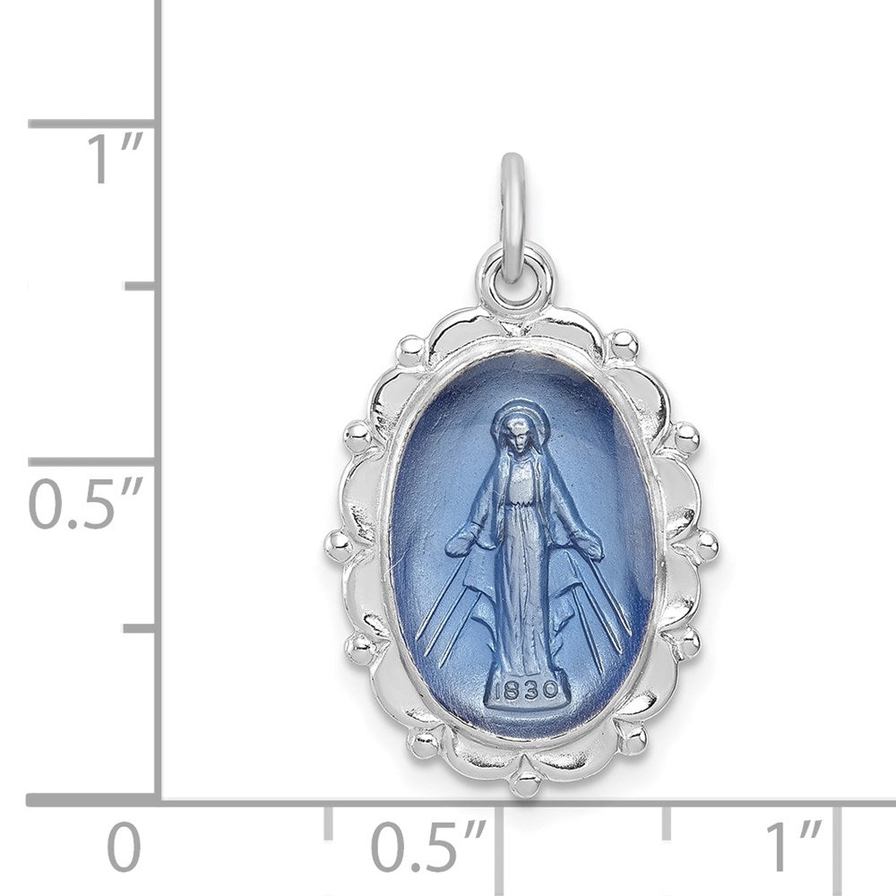 Sterling Silver Rhodium-plated Virgin Mary Medal