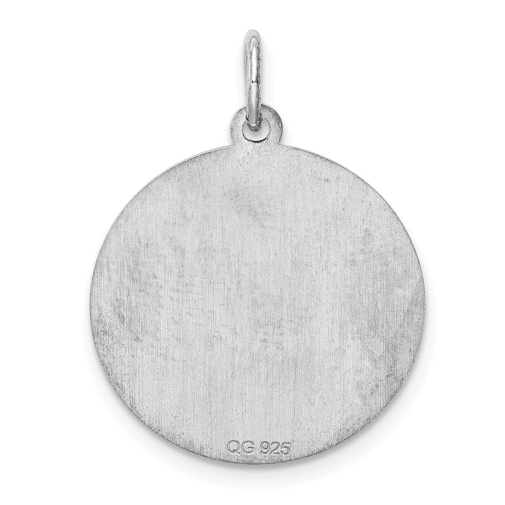 Sterling Silver Rhodium-plated Brocaded Letter T Initial Charm