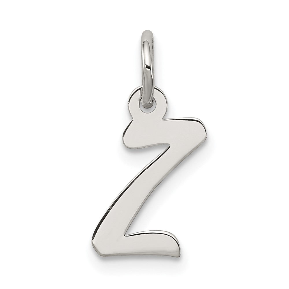 Sterling Silver Rhodium-plated Script Letter Z Initial Charm