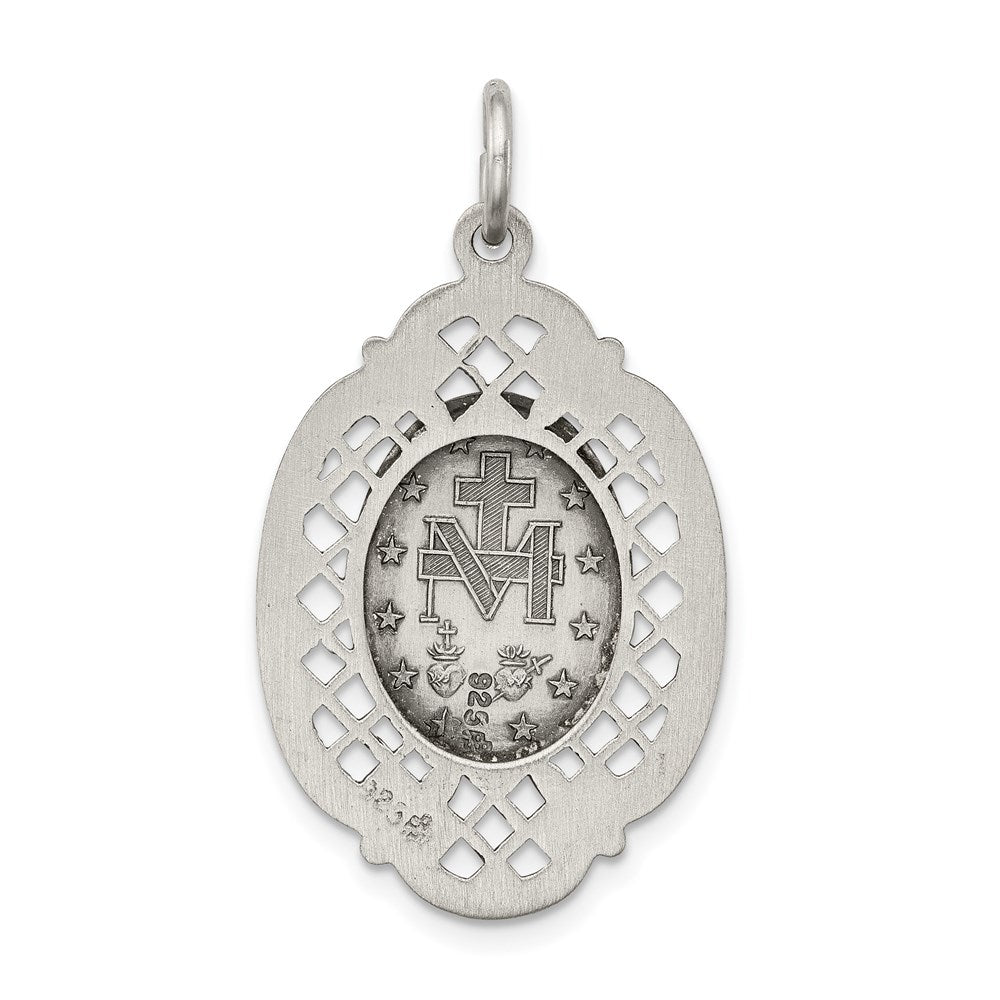Sterling Silver Antiqued Virgin Mary Medal