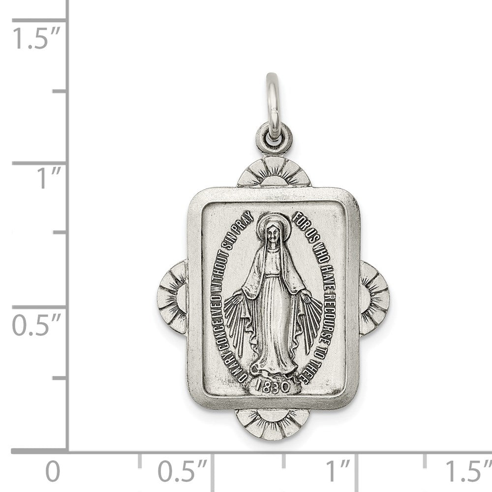 Sterling Silver Antiqued Virgin Mary Medal