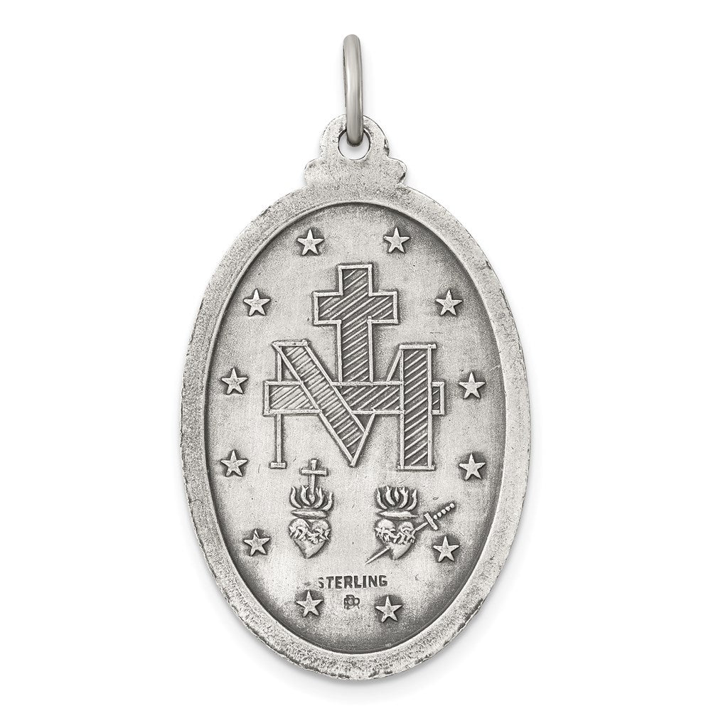 Sterling Silver Antiqued Virgin Mary Medal