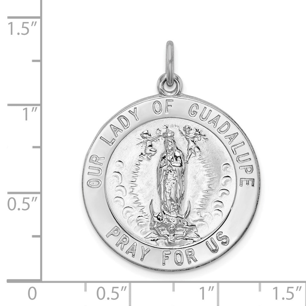 Sterling Silver Rhodium-plated Our of Guadalupe Medal
