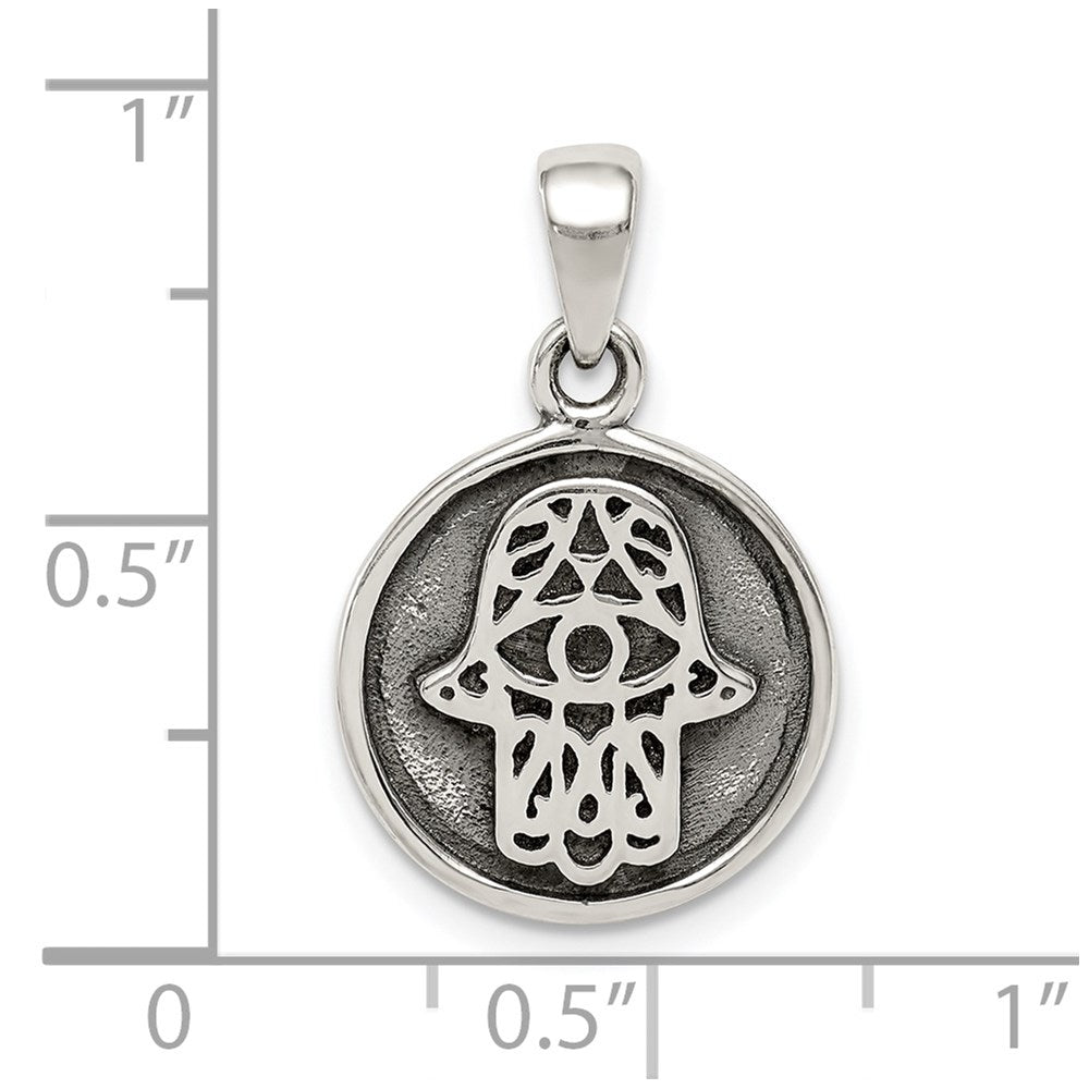 Sterling Silver Antiqued Hamsa Pendant