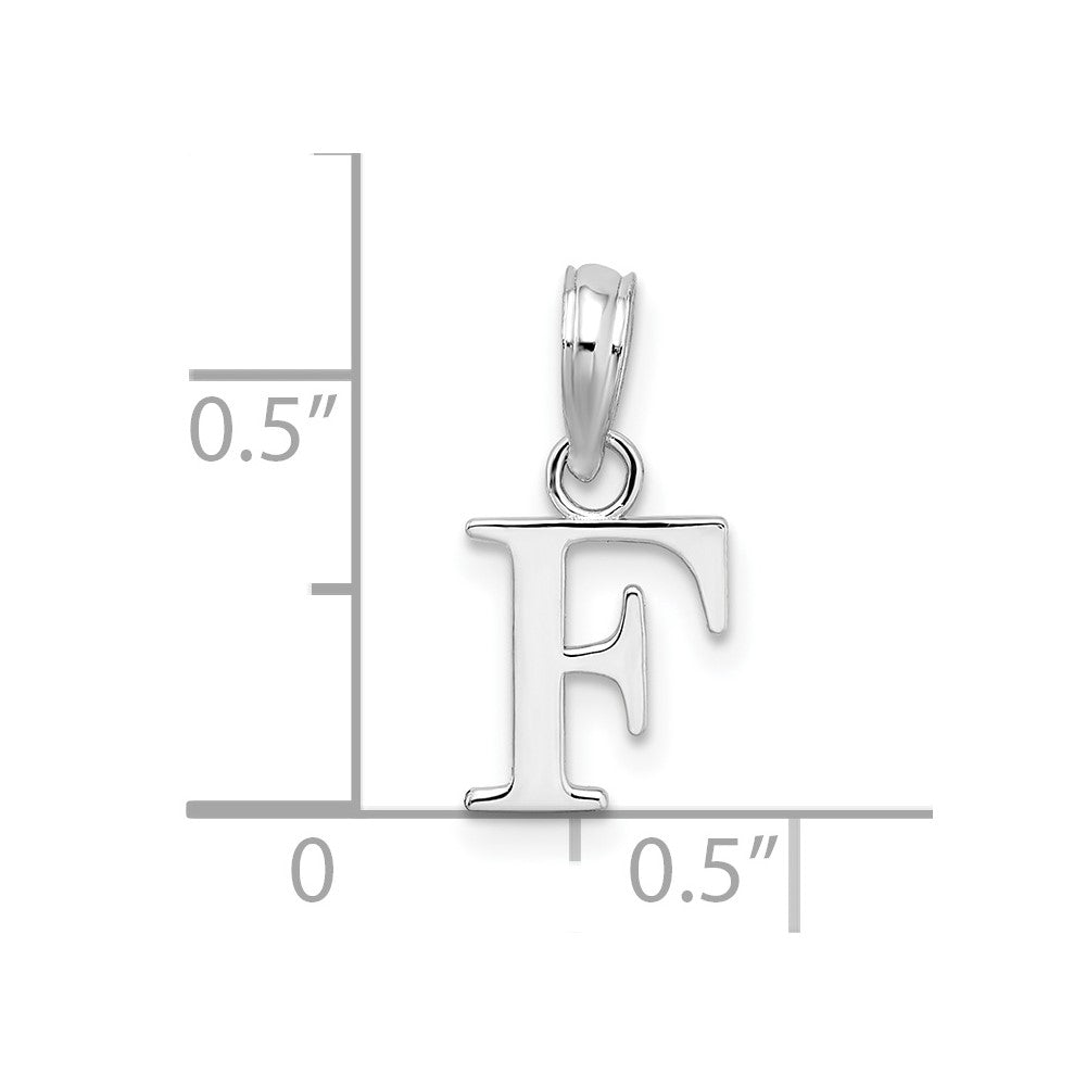 Sterling Silver Rhodium-plated Polished Block Initial -F- Pendant