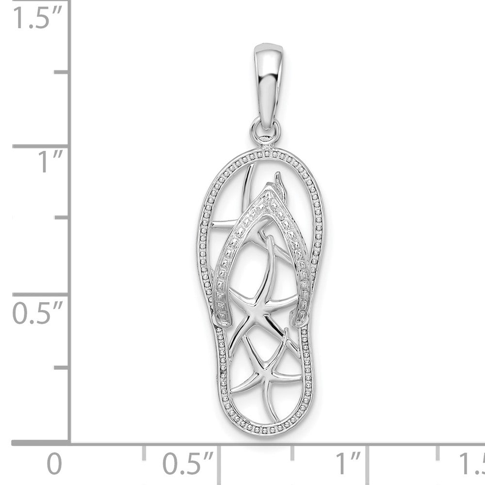 De-Ani Sterling Silver Rhodium-Plated 3D Cut-Out Starfish Flip-flop Pendant