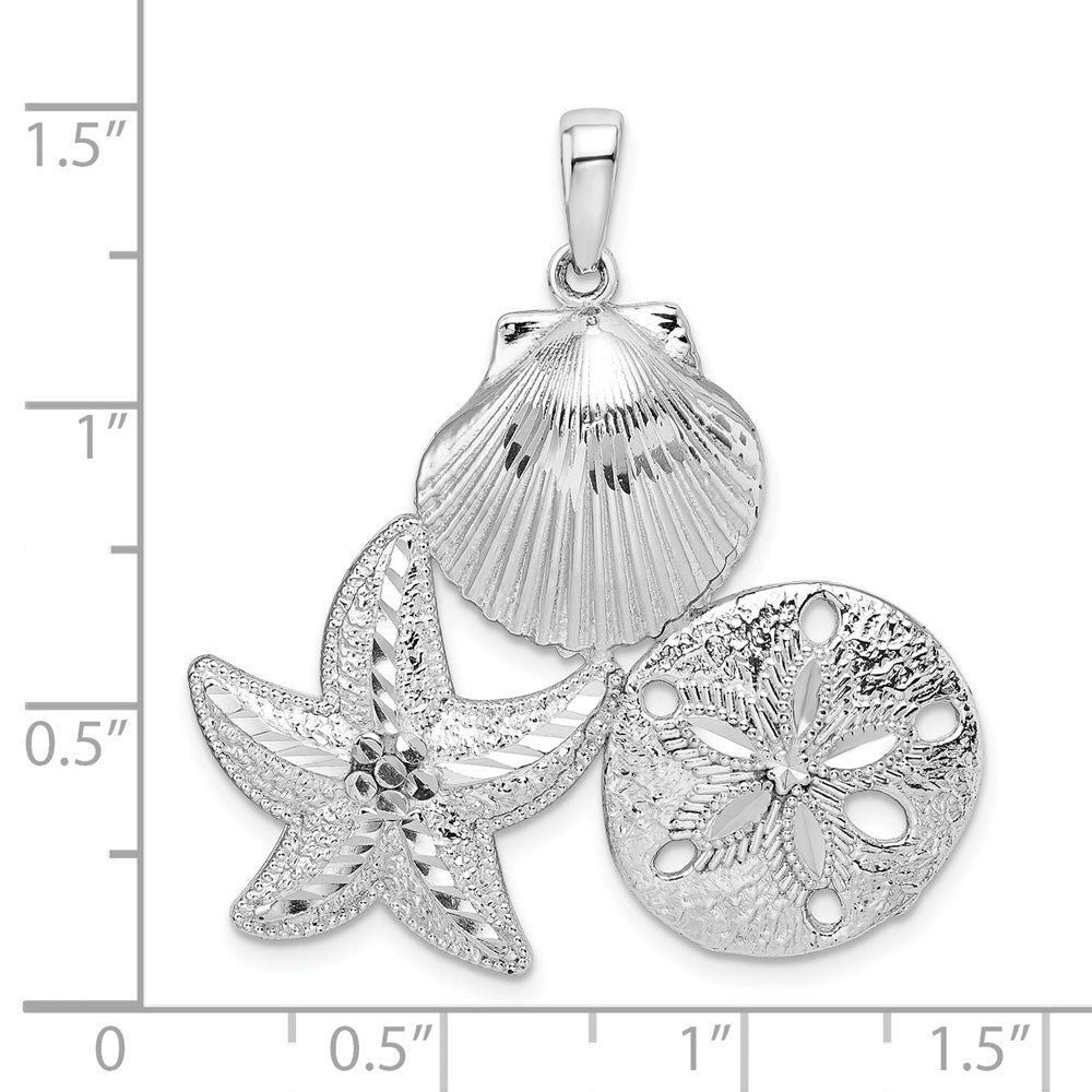 De-Ani Sterling Silver Rhodium-plated Polished and Diamond-Cut Pendant