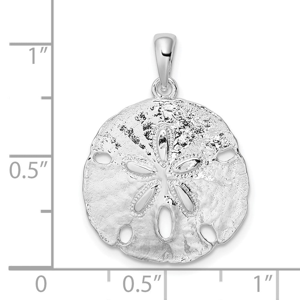 De-Ani Sterling Silver Rhodium-Plated Polished Large Sand Dollar Pendant