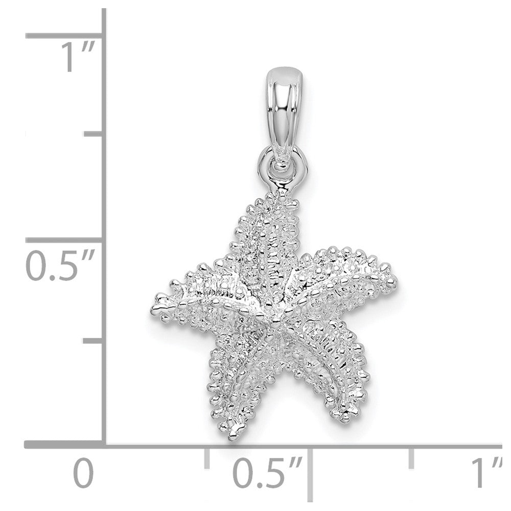 De-Ani Sterling Silver Rhodium-Plated Polished Beaded Starfish Pendant