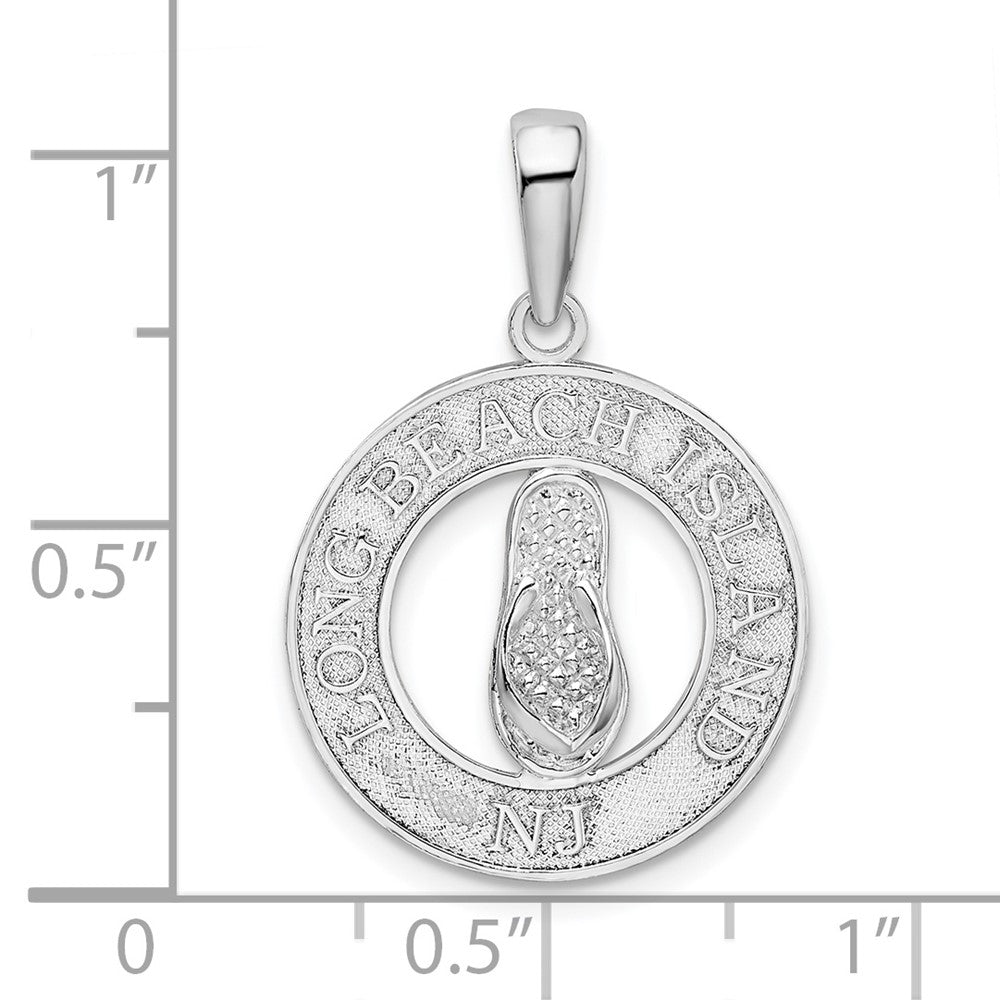 De-Ani Sterling Silver Rhodium-Plated Long Beach Island New Jersey with Flip-flop Pendant