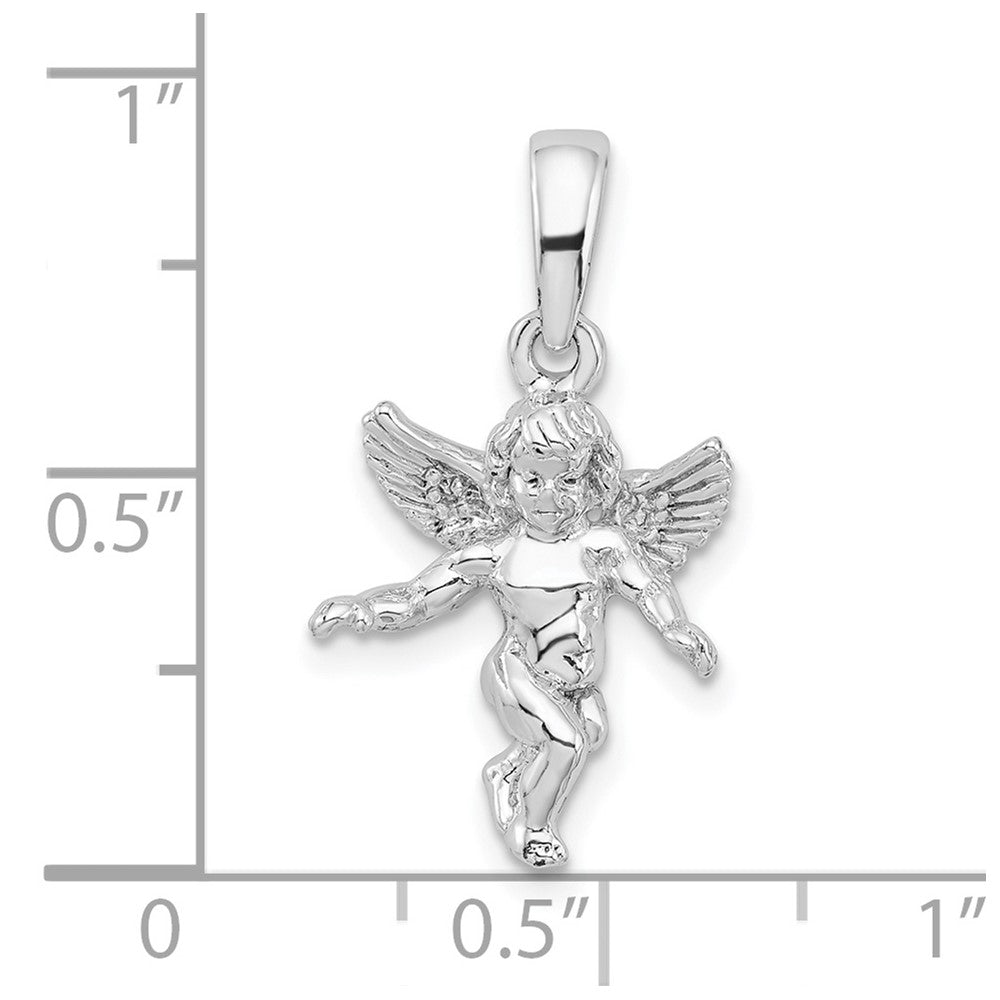 De-Ani Sterling Silver Rhodium-Plated Polished 3D Guardian Angel Pendant