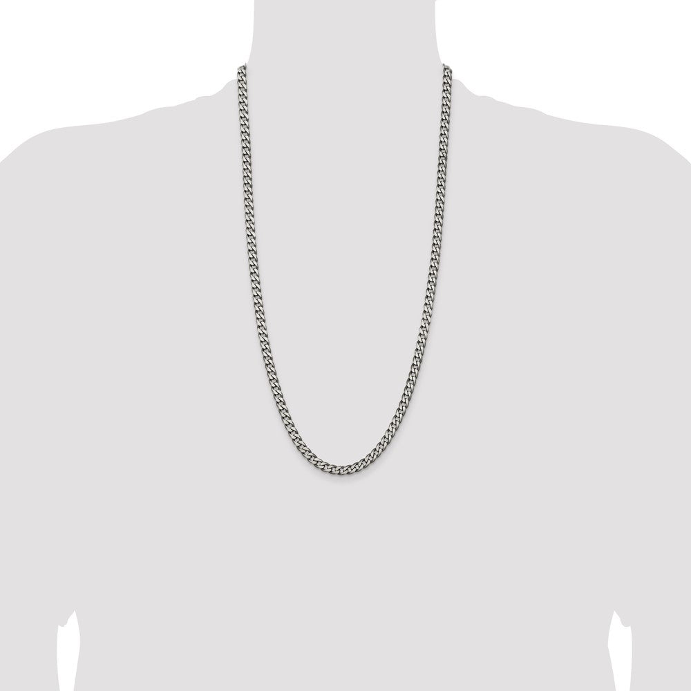 Sterling Silver Antiqued 6.0mm Curb Chain
