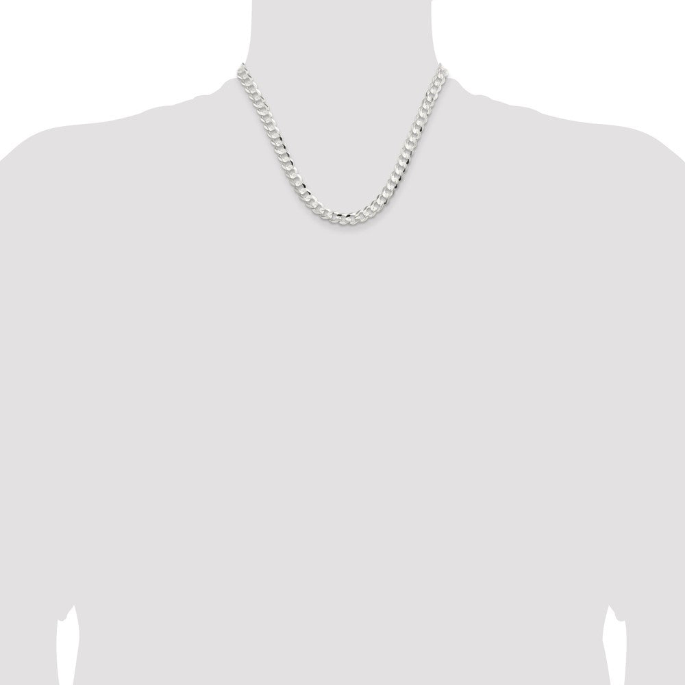 Sterling Silver 7.8mm Concave Beveled Curb Chain