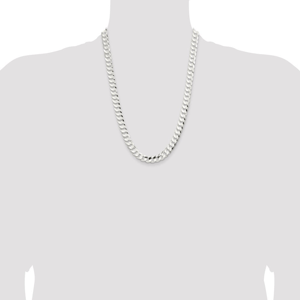 Sterling Silver 9.75mm Concave Beveled Curb Chain