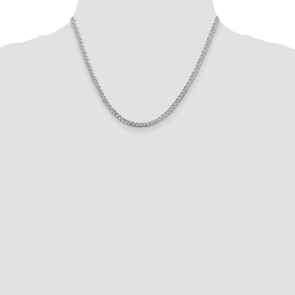 Sterling Silver 3.8mm Pav‚ Curb Chain