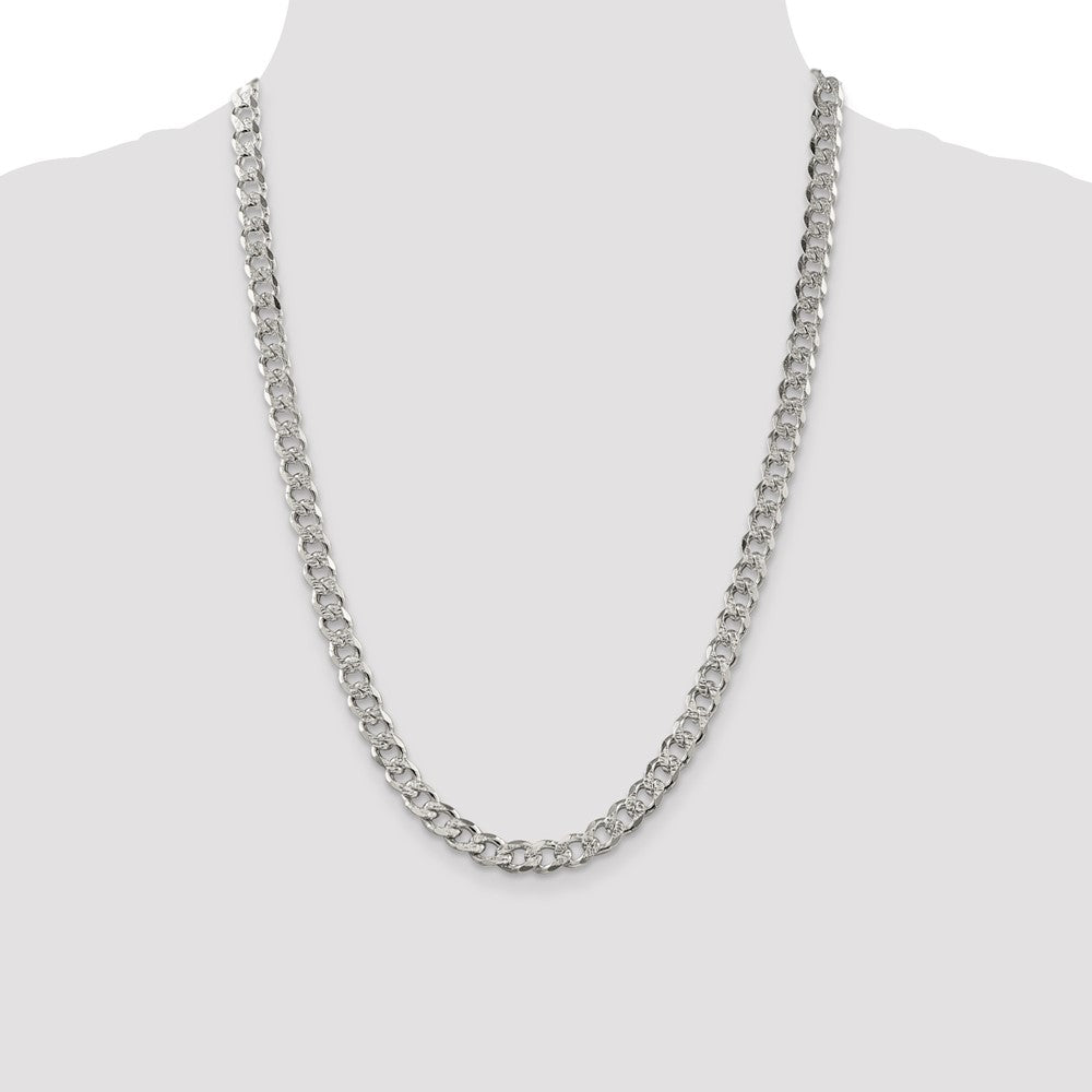 Sterling Silver 7.5mm Pav‚ Curb Chain