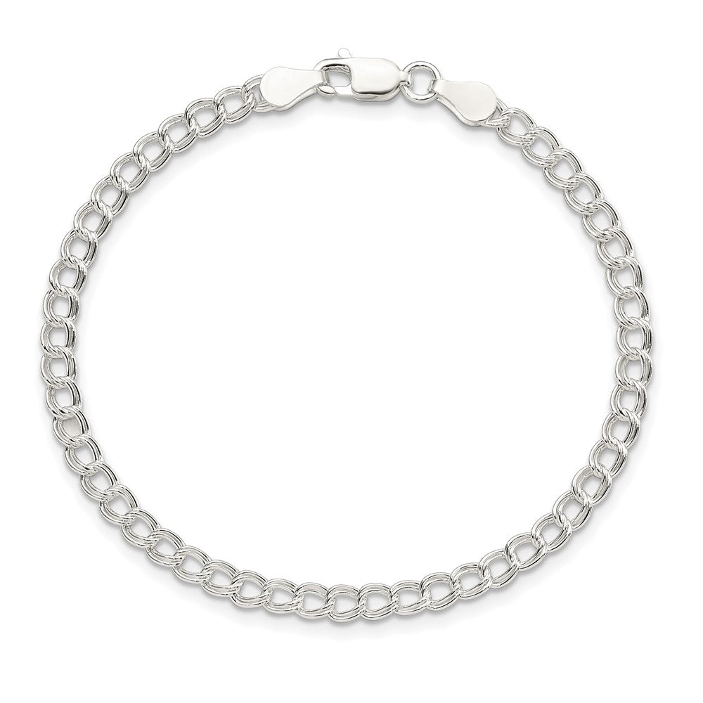 Sterling Silver 3.5mm Solid Double Link Charm Child's Bracelet