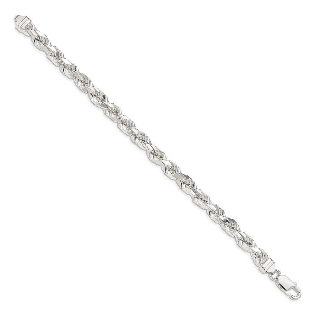Sterling Silver 6.5mm Diamond-cut Polished 8 Sides Rope Chain