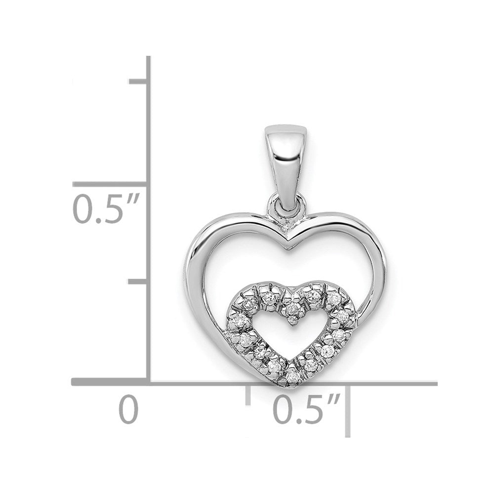 Sterling Silver Diamond Rhodium Heart Pendant