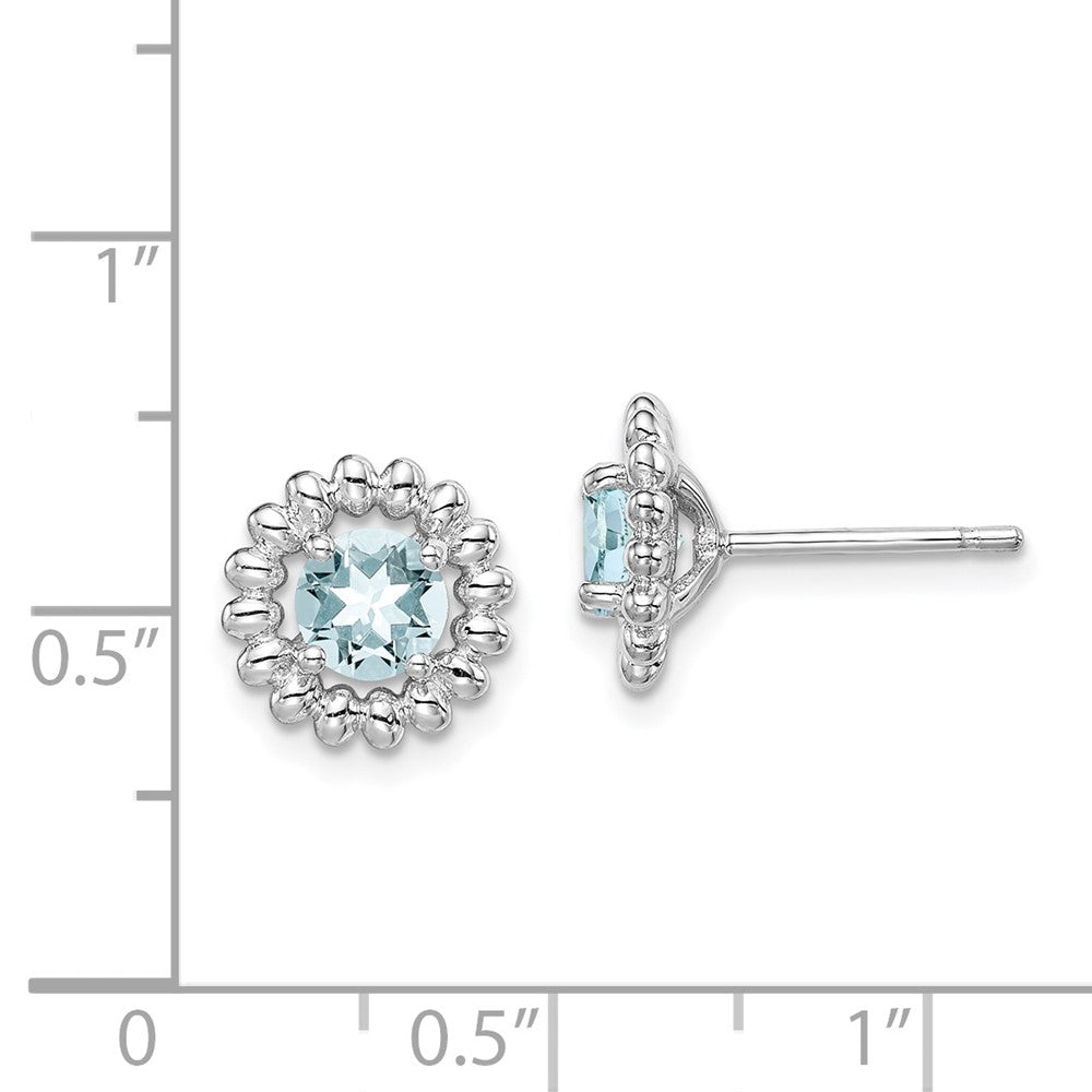 Sterling Silver Rhod-plat Aquamarine Earrings