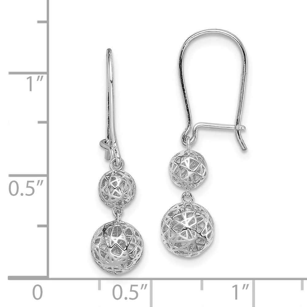 Sterling Silver Rhodium-plated Filigree Ball Dangle Earrings