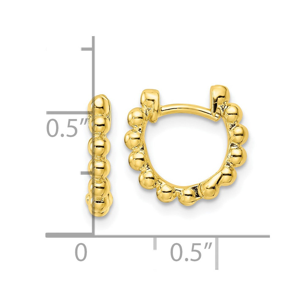 Sterling Silver Gold-tone Polished Beaded Hoop Earrings