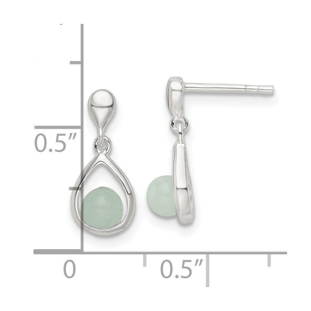 Sterling Silver Polished Light Blue Quartzite Teardrop Post Dangle Earrings
