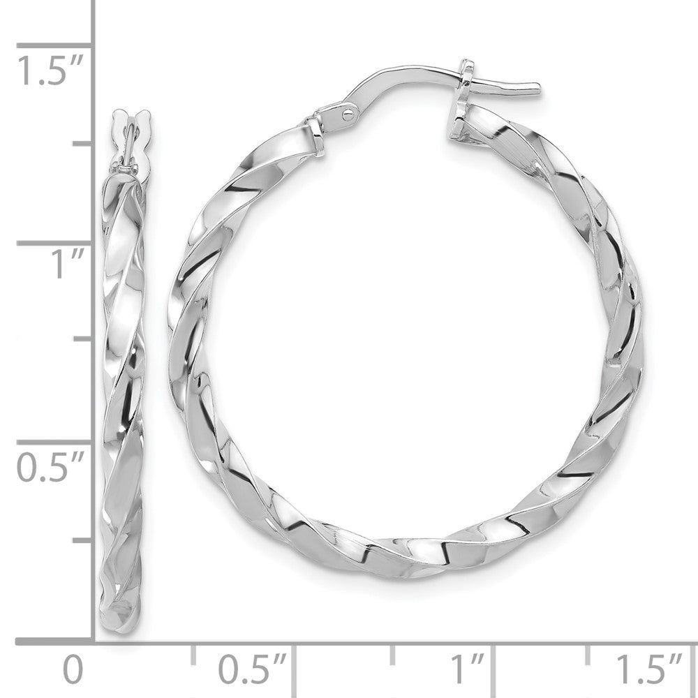 Sterling Silver Rhodium-plated Polished Twisted Hoop Earrings