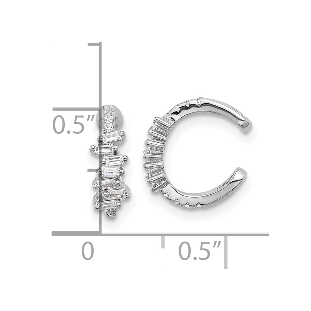 Sterling Silver Rhodium-plated Polished CZ Pair of 2 Cuff Earrings