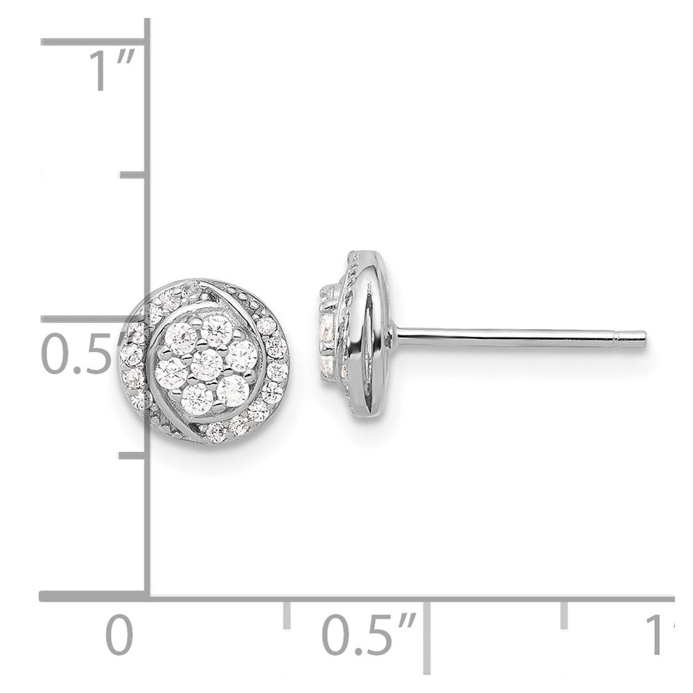 Sterling Silver Rhodium-plated Polished Cluster Pav‚ CZ Post Earrings