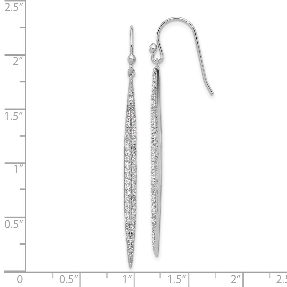 Sterling Silver Rhodium-plated Polished CZ Point Dangle Earrings