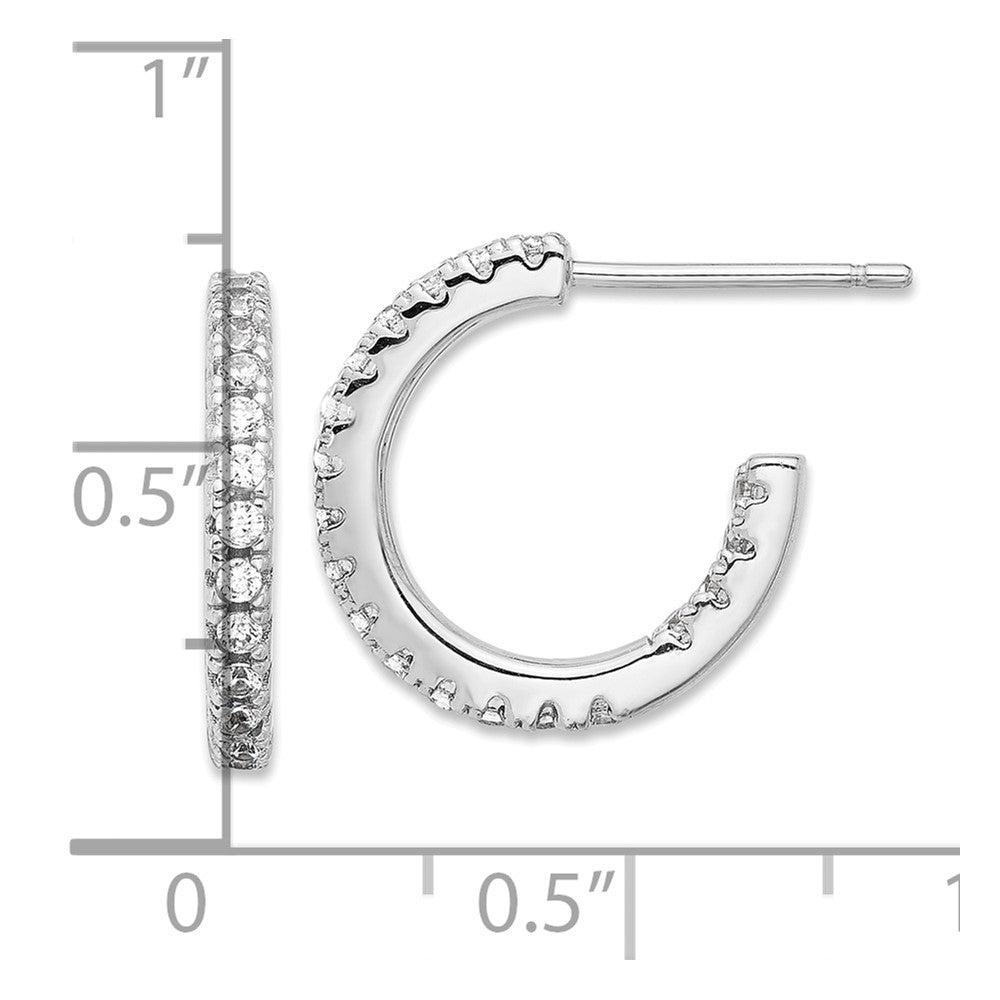 Sterling Silver Rhodium-plated CZ In/Out Hoop Post Earrings