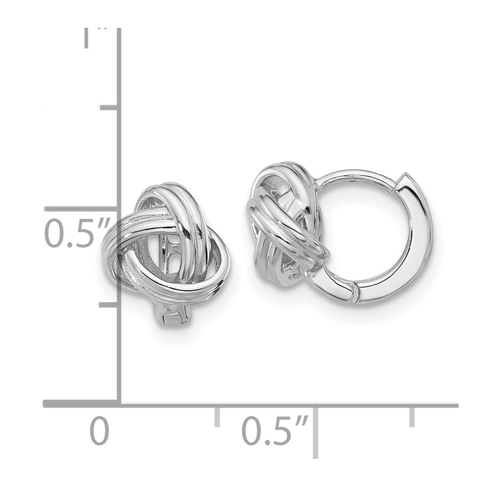 Sterling Silver Rhodium-plated Love Knot Hinged Hoop Earrings