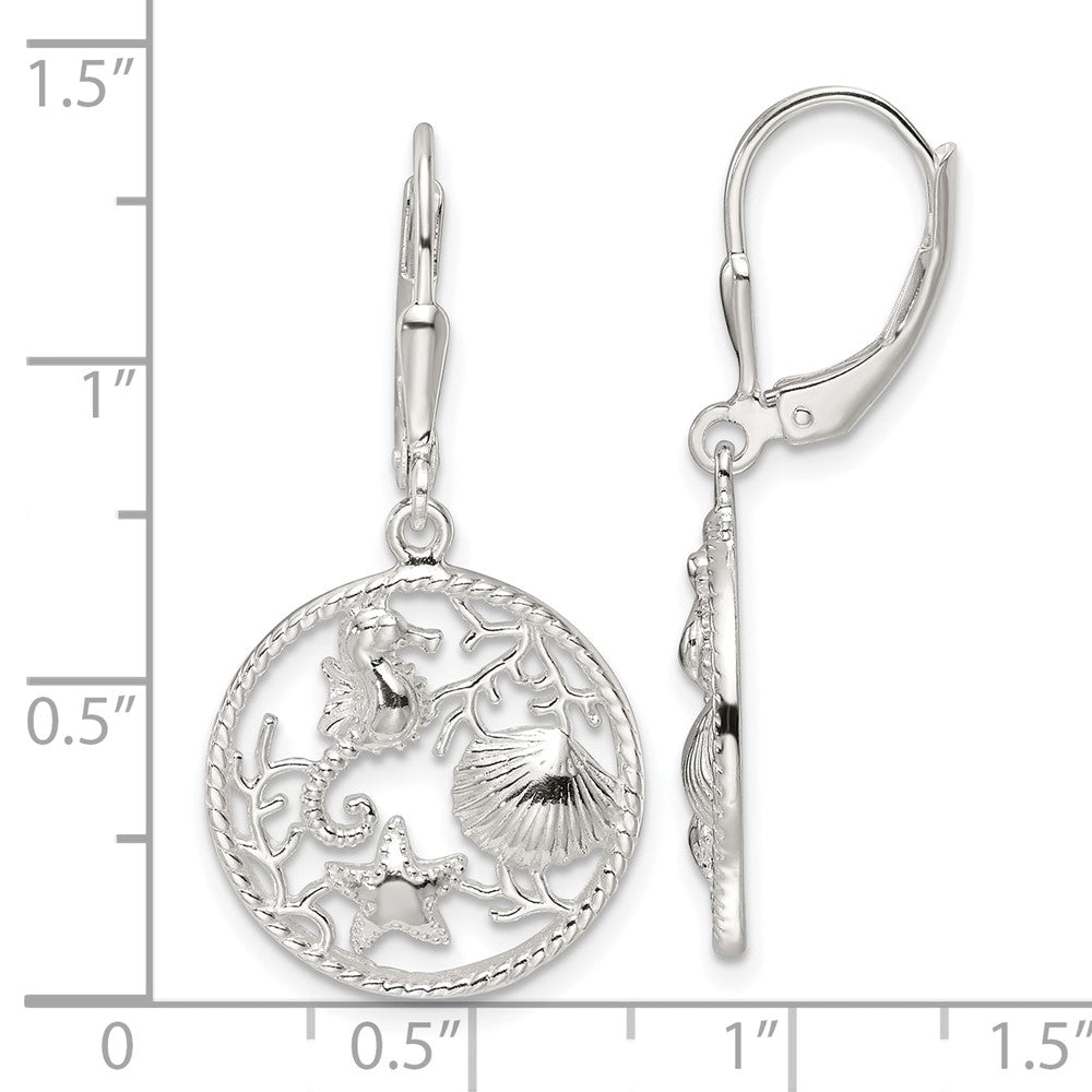 Sterling Silver Polished Circle Dangle Leverback Earrings